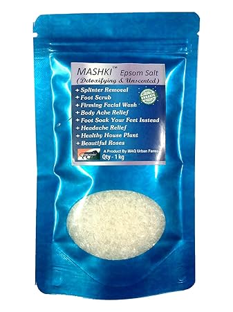 MASHKI Epsom Bath Salt for Acne, Facial Wounds, Sore Muscles, Body Pain, 1 kg