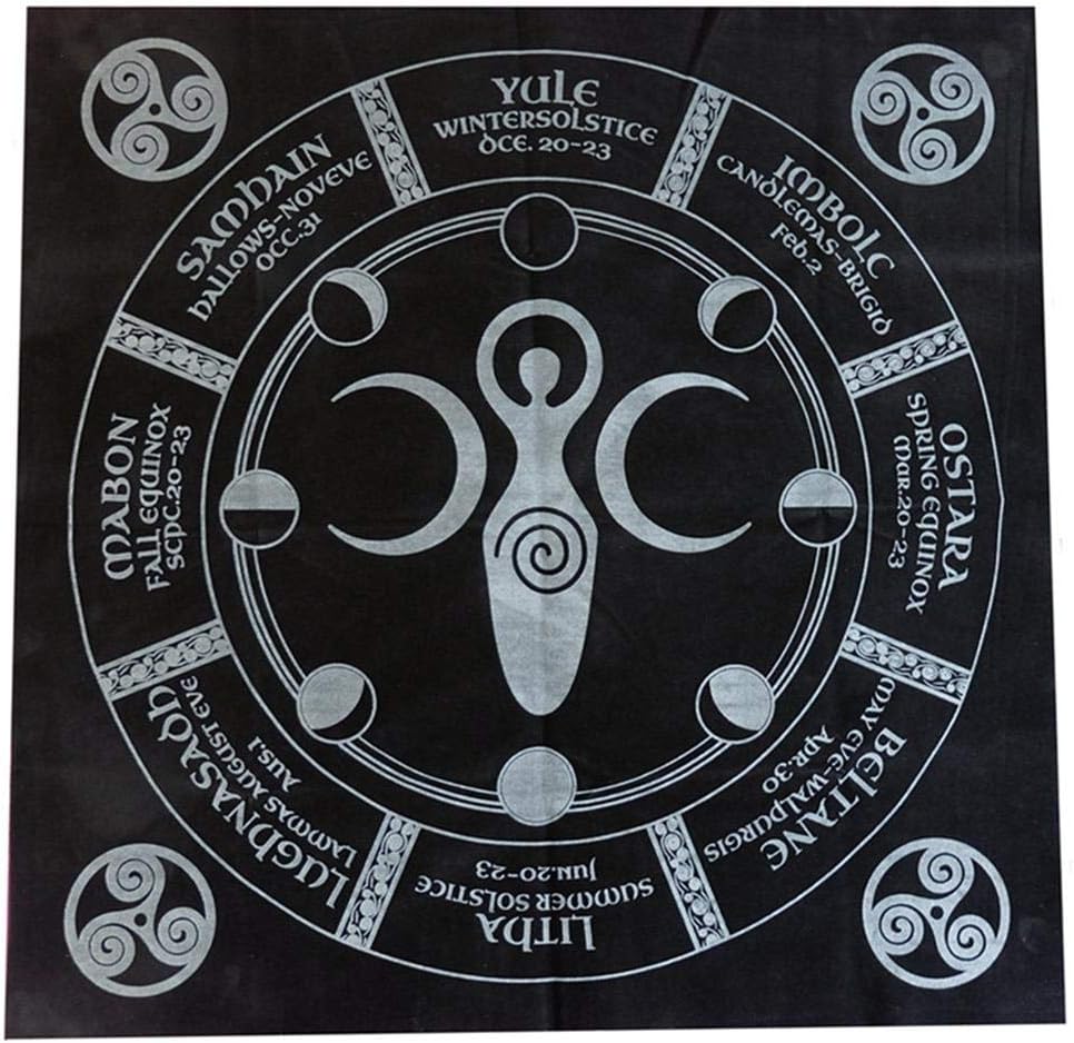 Altar Tarot Tablecloth Black 49x49cm - Pentacle Tarot Table Cloth Black Tablecloth For Playing Astrology Playing Cards Board Game Divination Tools Astrology Tapestry Blanket
