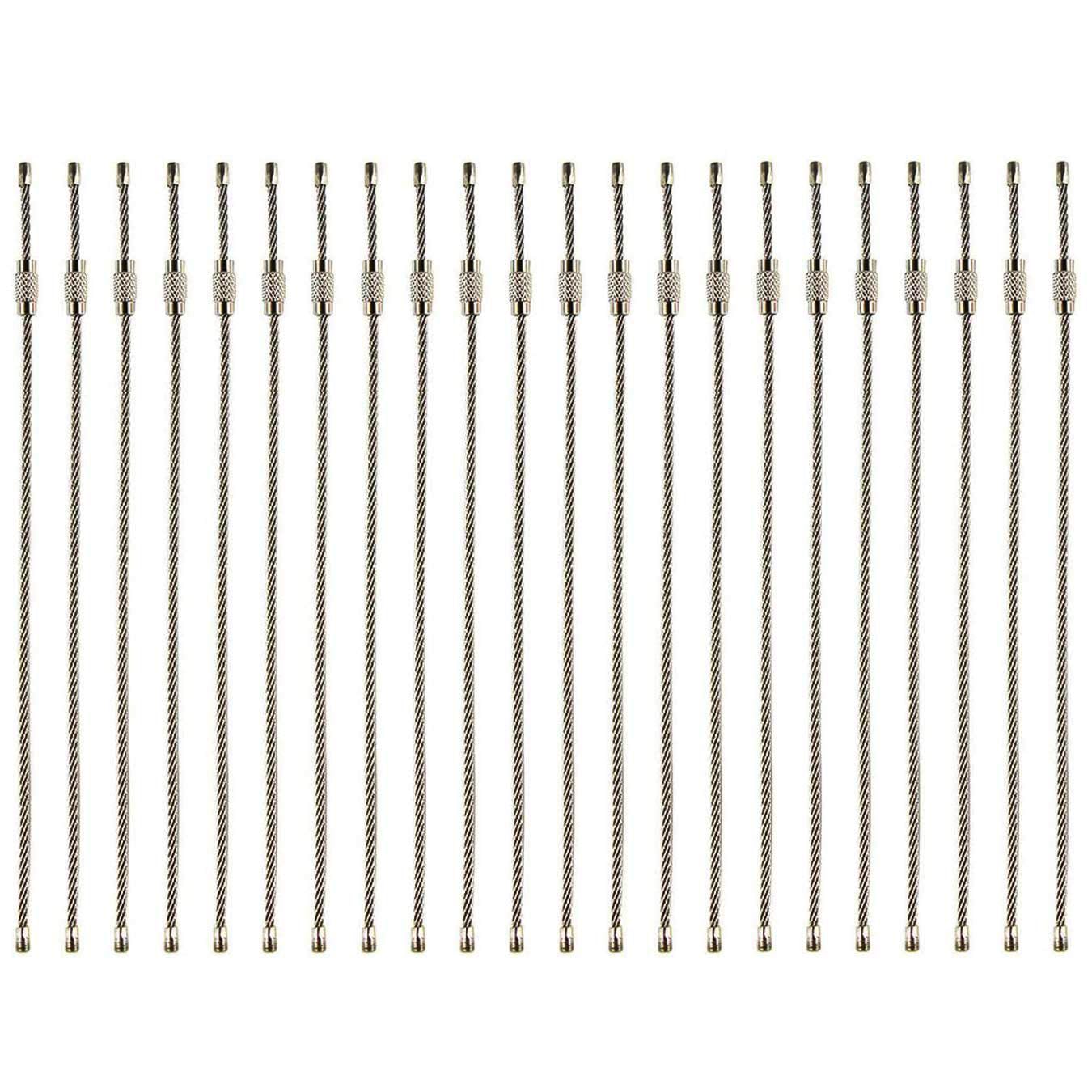 UOOOM 30 Pcs Stainless Steel Wire Keychain Cable Keyring Diameter 35mm Key Loop Rings Hoops for Keys, Hiking, Luggage Tag and ID Tag Keepers (30 pcs)