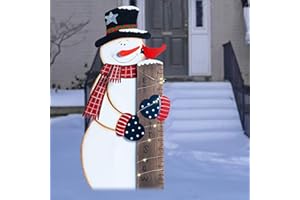 FUNPENY Happiness Snowman Snow Gauge, Snow Measurement Welcome Yard Sign, Outdoor Lawn, Party, Christmas Decorations (28 in)