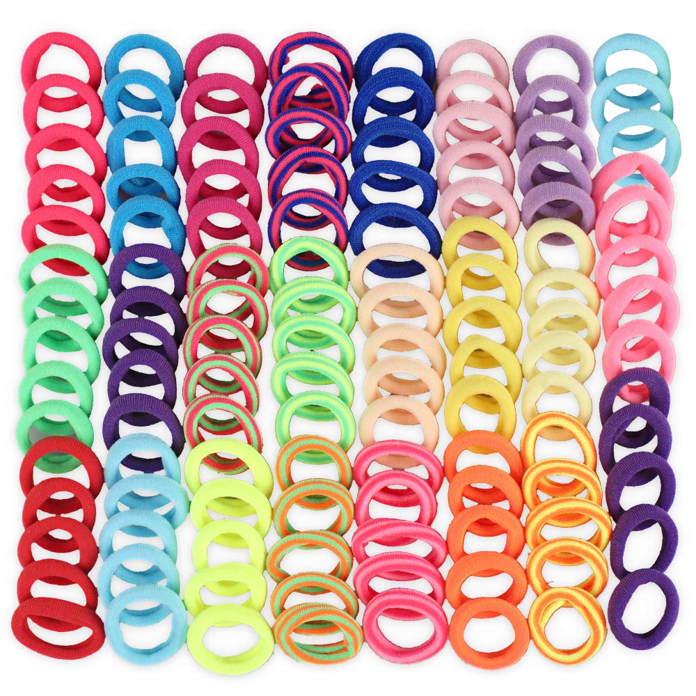 Dadabig 400Pcs Mini Hair Ties, 22 Candy Colors Cotton Baby Hair Bands Seamless Hair Elastics Ponytail Hair Accessories Hair Bobbles Bands for Babies, Girls and Kids, 2.3 cm Diameter