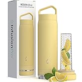 Infusion Pro Stainless Steel Fruit Infuser Water Bottle (20 oz) : Vacuum Insulated : Bottom Loading for More Flavor : Recipe eBook : Easy Cleaning : Great Gift