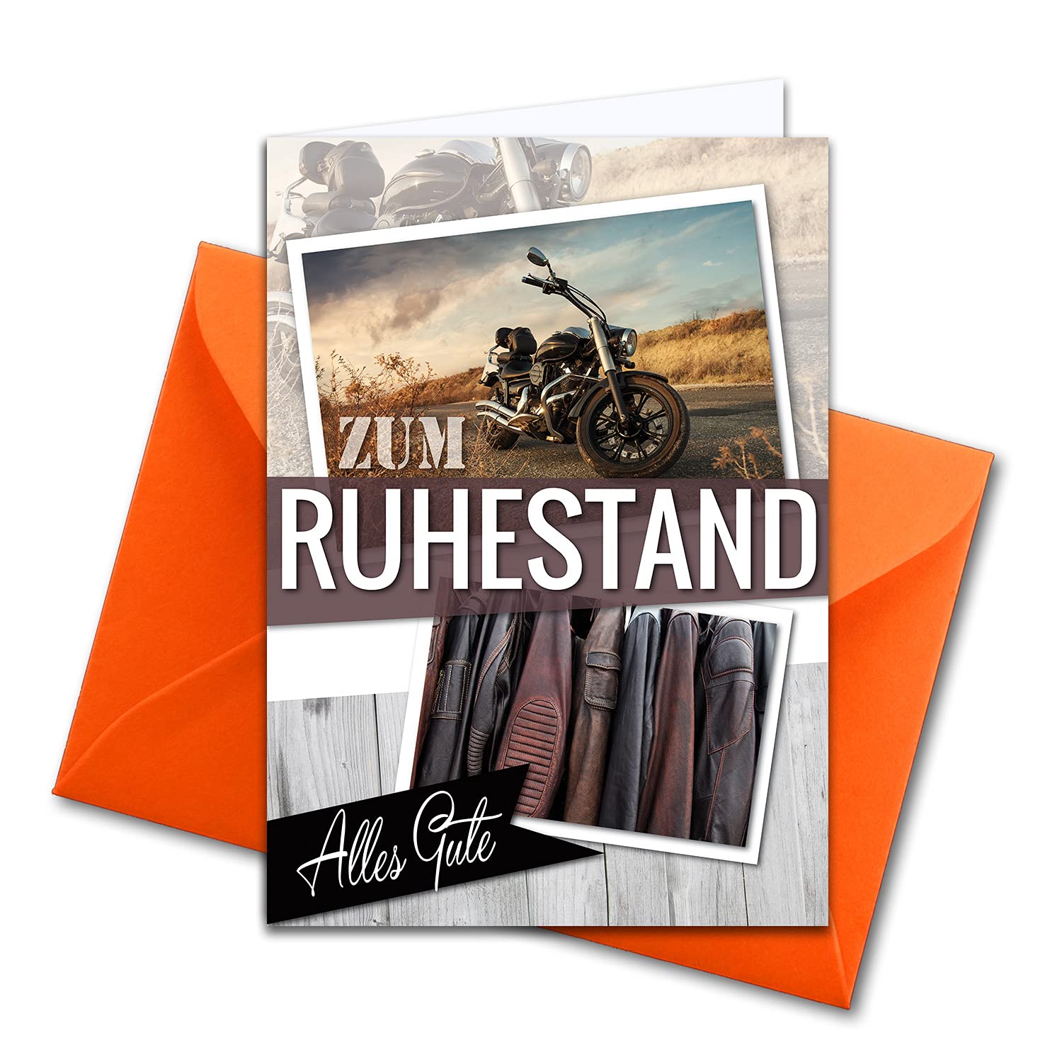 XXL farewell greeting card - retirement DIN A4 - large farewell card - 1 piece - set with large envelope DIN C4 - motorcycle bike theme