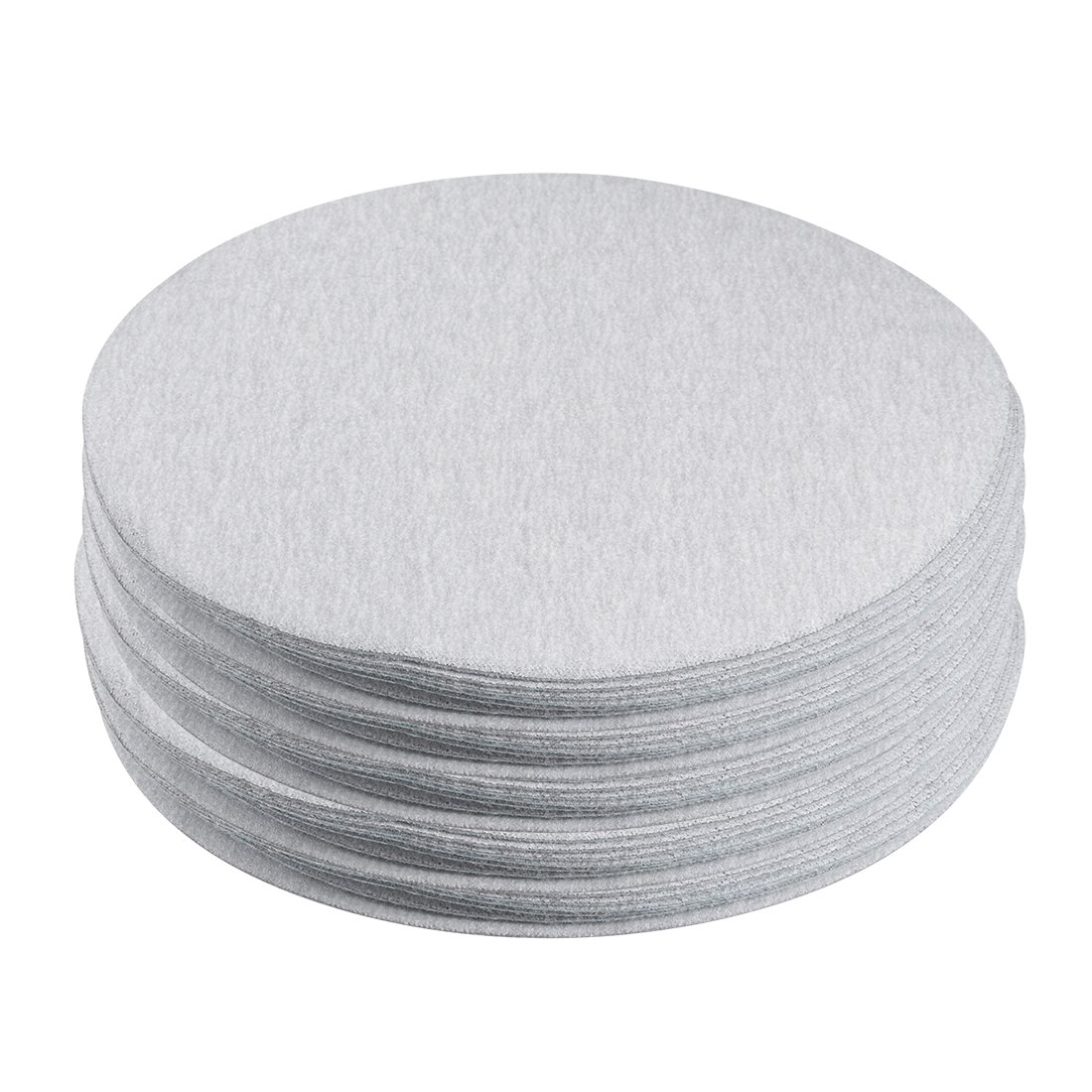 Sourcingmap 50 Pcs 5-Inch Aluminum Oxide White Dry Hook and Loop Sanding Discs Flocking Sandpaper 320 Grit