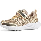 LUCKY STEP Kid's Glitter Fashion Sneakers Sparkly Princess Tennis Bling Shiny Sequins Athletic Walking School Shoes for Children/Boys/Girls