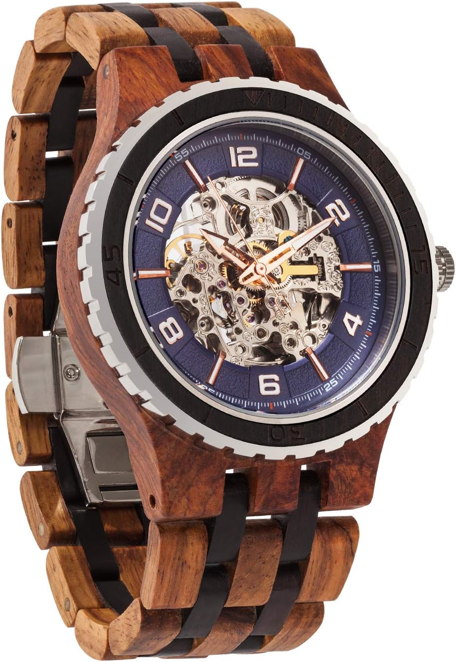 Wilds Wood Watches Premium Eco Self-Winding Wooden Wrist Watch for Men, Natural Durable Handcrafted Gift Idea for Him