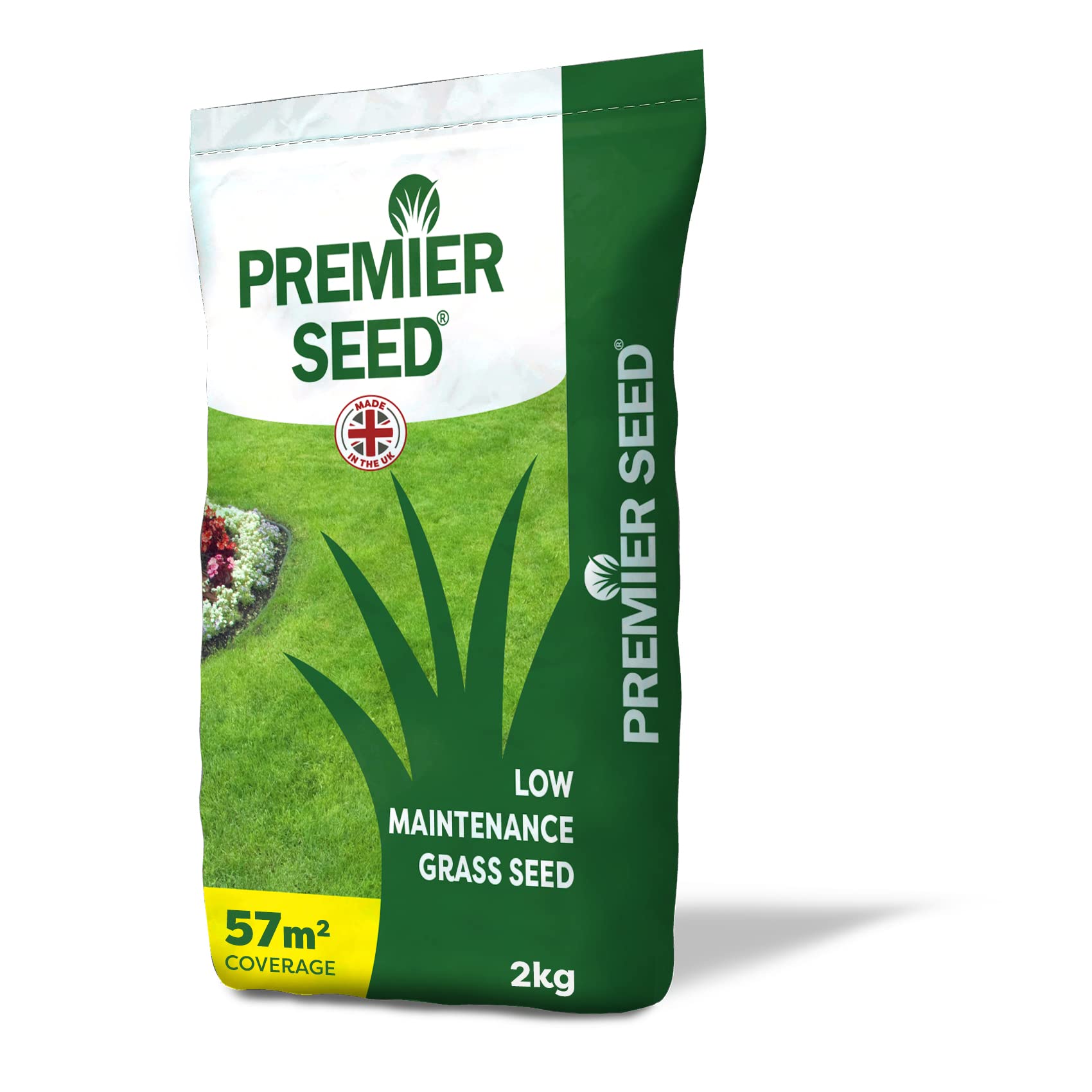 Low Maintenance Grass Seed – Premier Seed – Fast Germination - 2kg Covers 57m²