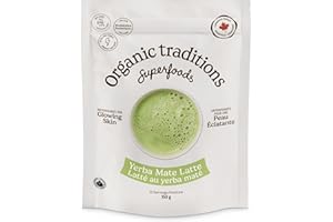 Organic Traditions Yerba Mate Tea Latte, Blend With Matcha Powder, Mint And Coconut Milk Powder, Smooth Instant Dairy Free La