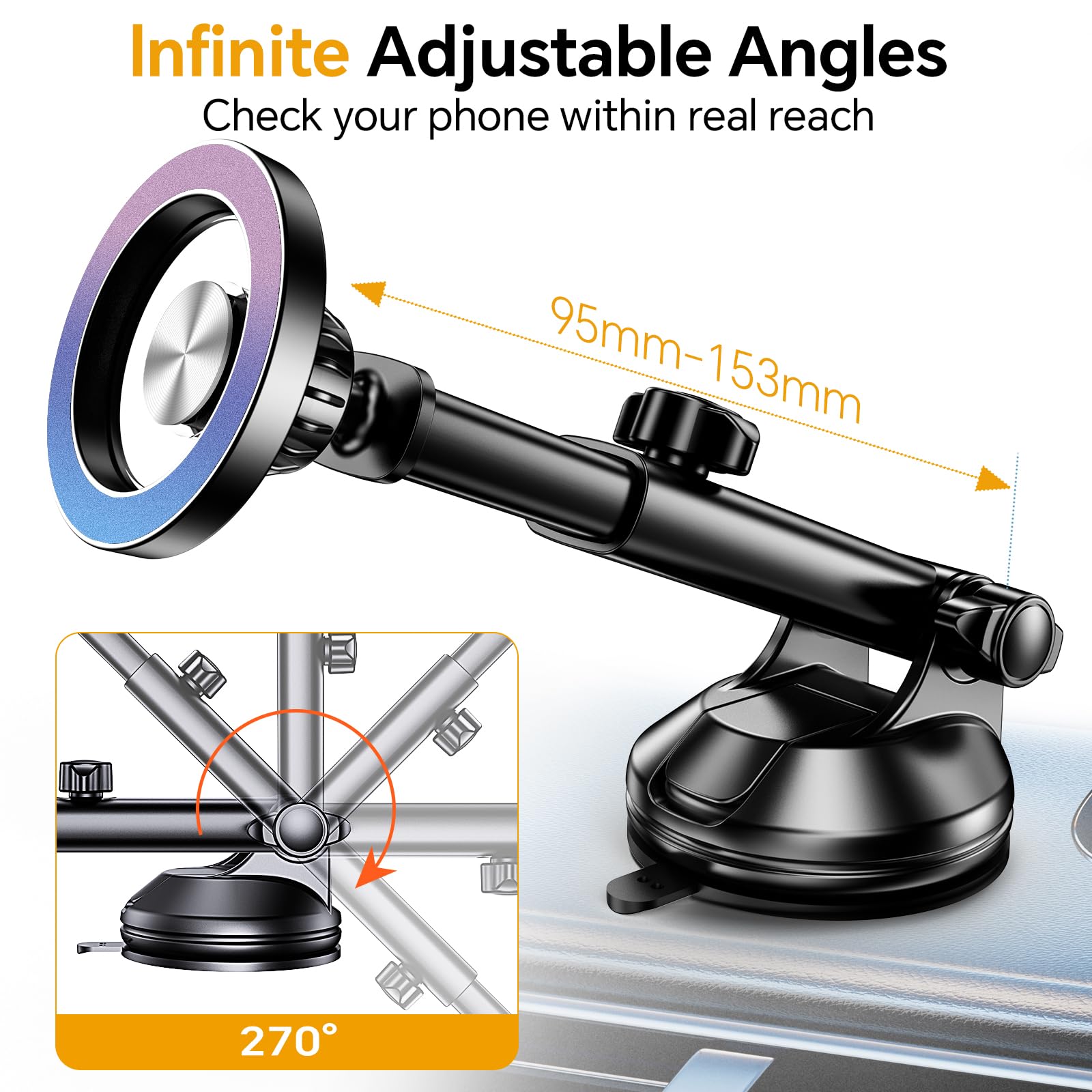 for MagSafe Car Mount【 Windshield + Vent + Dash 】 Magnetic Phone Holder for Car Phone Holder Mount Cell Phone Holders for Your Car Truck Suction Car Phone Mount for iPhone 16 Pro Max 15 14 13 12 Plus