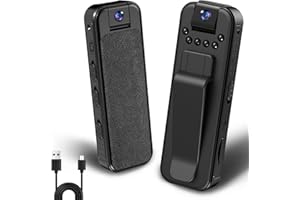 icamdoor Mini Body Camera, Worn Camcorder, Sport Cam, 1080P Portable Cam with Night Vision, 180° Ratatable Lens, Sturdy Clip for Cycling Law Enforcement Working up to 128GB SD Card (Not Included)