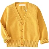 PTPUKE Unisex Boy' Girls' Cardigans Sweater V-Neck Long Sleeve Button Soild Cotton Knit Sweaters for 1-8 Years