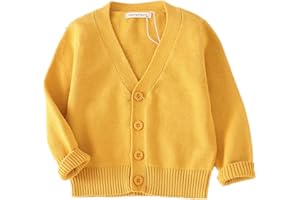 PTPUKE Unisex Boy' Girls' Cardigans Sweater V-Neck Long Sleeve Button Soild Cotton Knit Sweaters for 1-8 Years