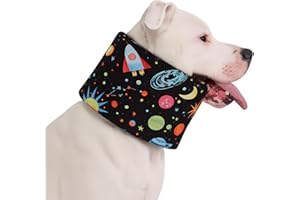 LovinPet Dog Recovery Collar, Adjustable Soft Cone for Medium & Large Dogs, Post-Surgery Comfort & Lick Prevention, Interstellar Black Print,Black