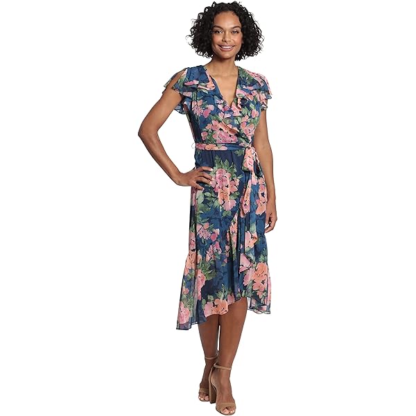Lauren Ralph Lauren, Womens, Floral Stretch Jersey Surplice Dress,  Black/Purple/Multi, 0 at Amazon Women's Clothing store