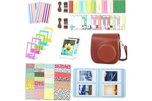 Leebotree Camera Accessories Compatible with Fujifilm Instax Mini 12 or Mini 11 Include Case/Album/Wall Hang Frames/Film Frames/Border Stickers/Corner Sticker(Brown)