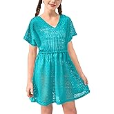 BesserBay Girls Summer Crochet Bat Sleeve Swim Cover Up Kids Fashion Hollow Out Beach Dress 5-14 Years