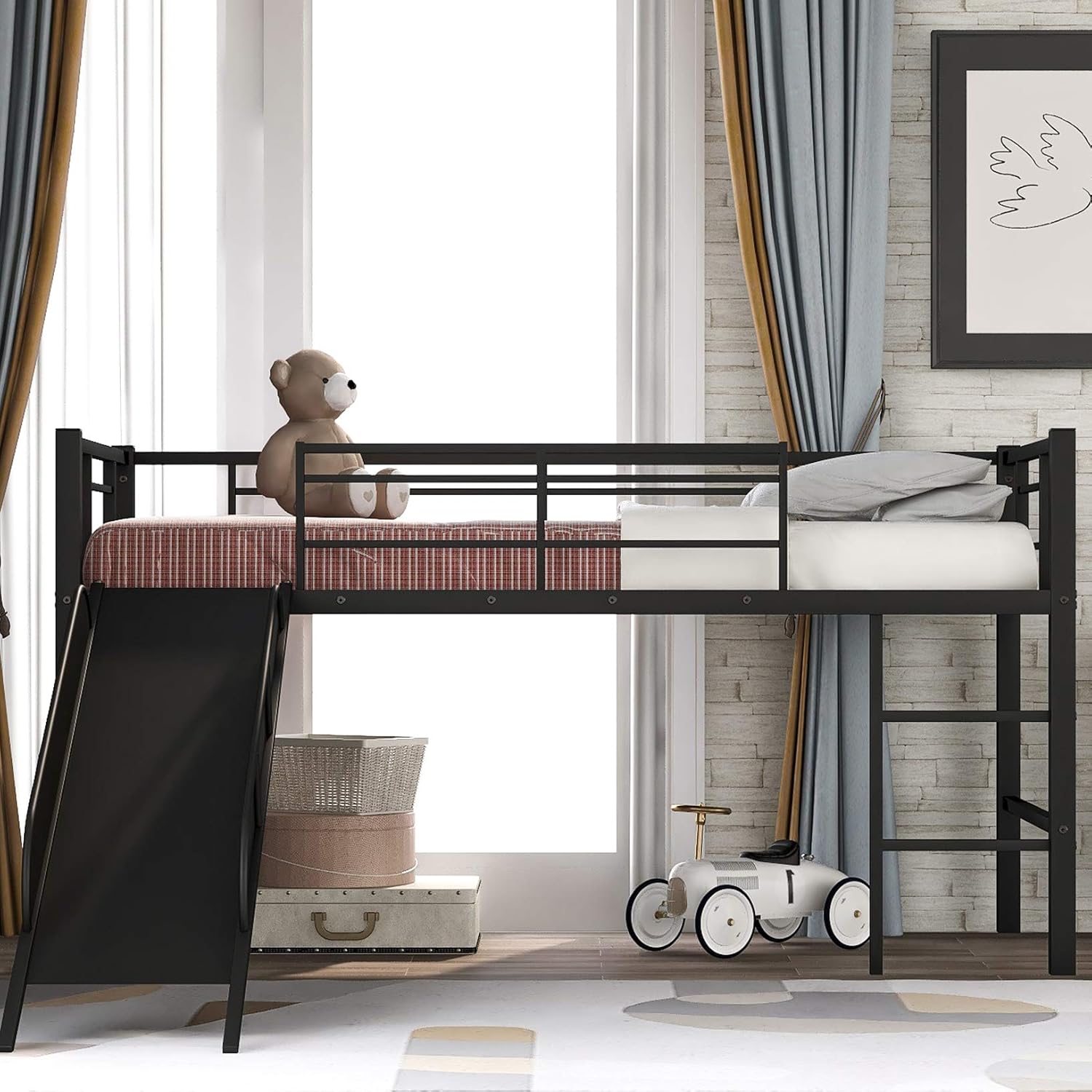 bed with slide and desk