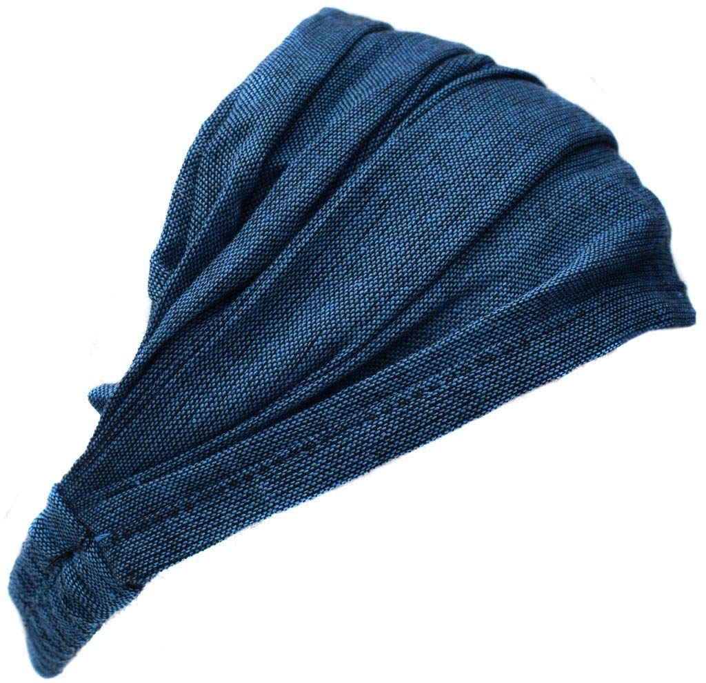 Gheri Cotton Elastic Hippie Bohemian Bandana Headband Plain Petrol