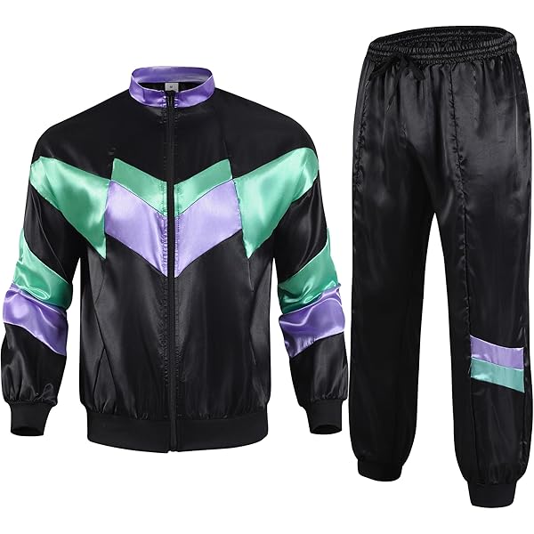 トップス SIIILON Flashback tracksuits AwwwCos Men's 80s Tracksuit 90s Shell Suit Vintage Hip Hop