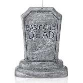 Conelist Basically Dead Tombstone Candle, Halloween Cake Party Decor | 5.9x4.8x1.2”, Funny Gravestone Design, Birthday Tombstone Cake Topper, Graveyard Cake Decor, Spooky Desktop Ornament