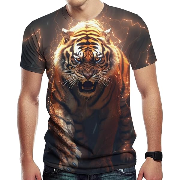 T-Shirt Femme MyOse Léger - Motif Tigre Brun/Orange - Taille S - Défauts De Production