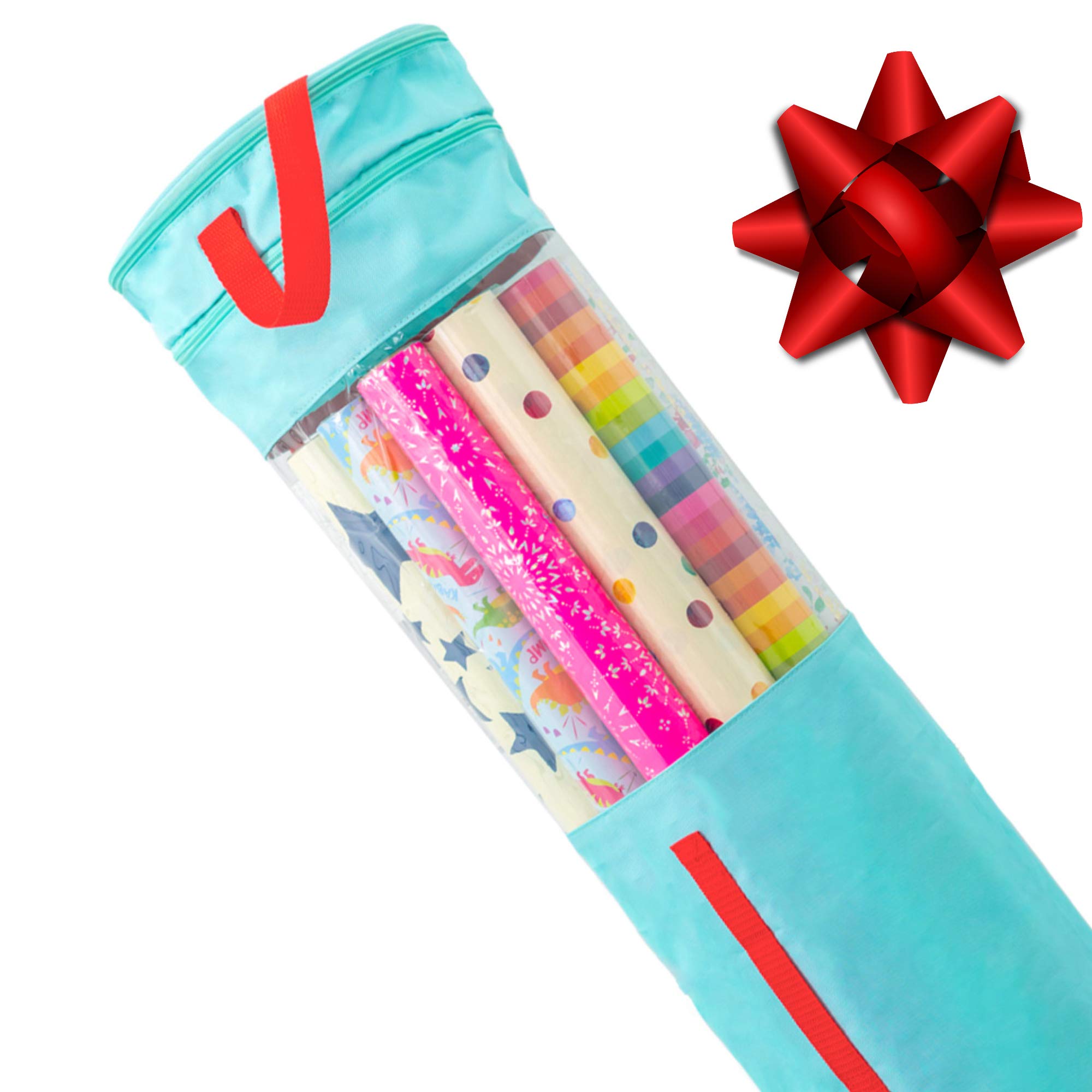 clutter armour Wrapping Paper Storage – Gift Wrap Organizer That Fits 40” Rolls with Section for Storing Ribbons, Bows, Gift Tags &amp; Tape – Modern Storage Keeps Your Gift Wrapping Supplies Organized