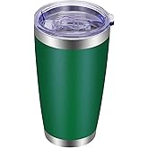 VEGOND 20oz Tumbler with Lid and Straw Stainless Steel Tumbler Cup Vacuum Insulated Double Wall Travel Coffee Mug Powder Coated Coffee Cup(Powder Green 1 Pack)