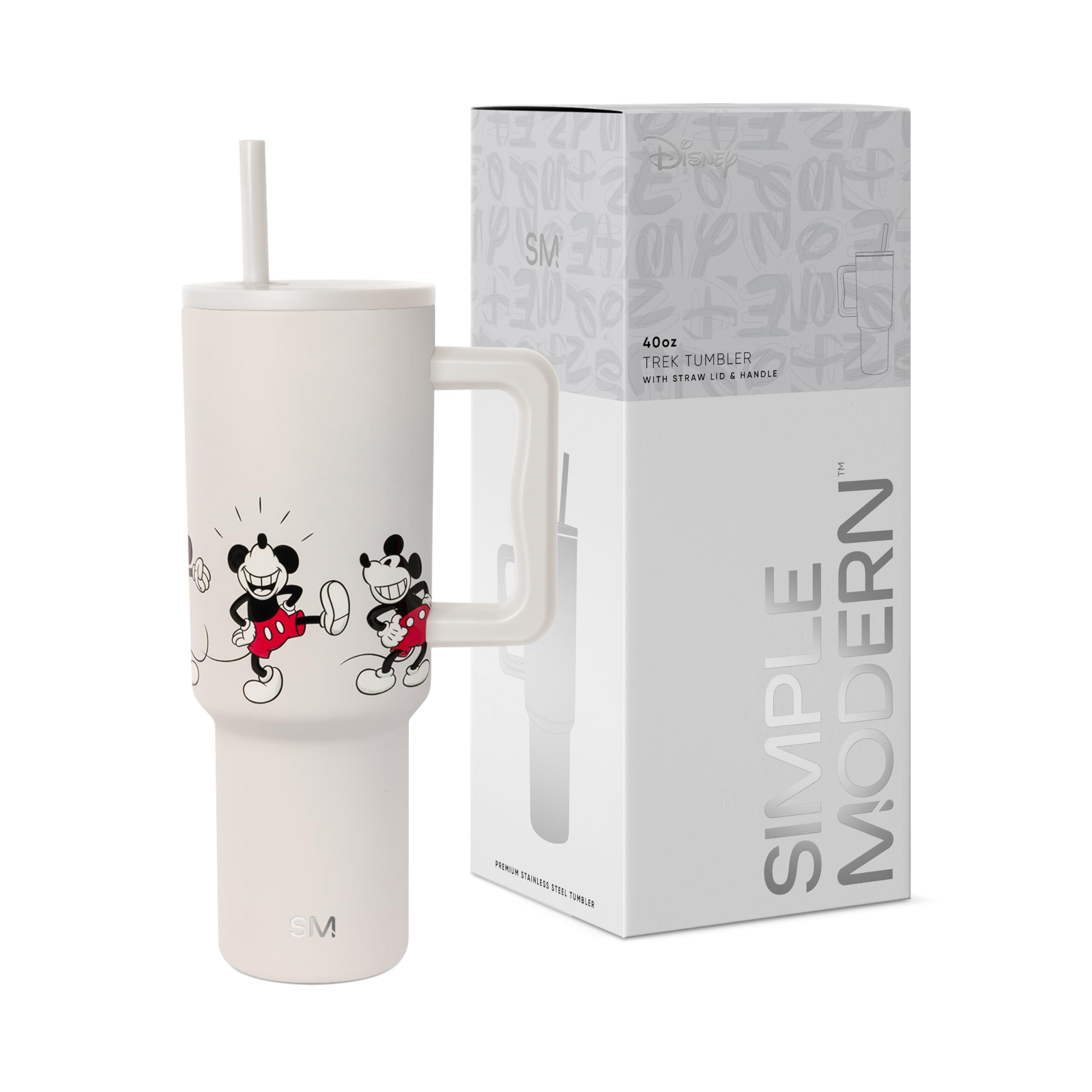 Simple Modern Disney 40 oz Tumbler with Handle and Straw Lid | Insulated Reusable Stainless Steel Water Bottle Travel Mug | Gifts for Women Men Him Her | Trek Collection | 40oz | Mickey Mouse Dances Image