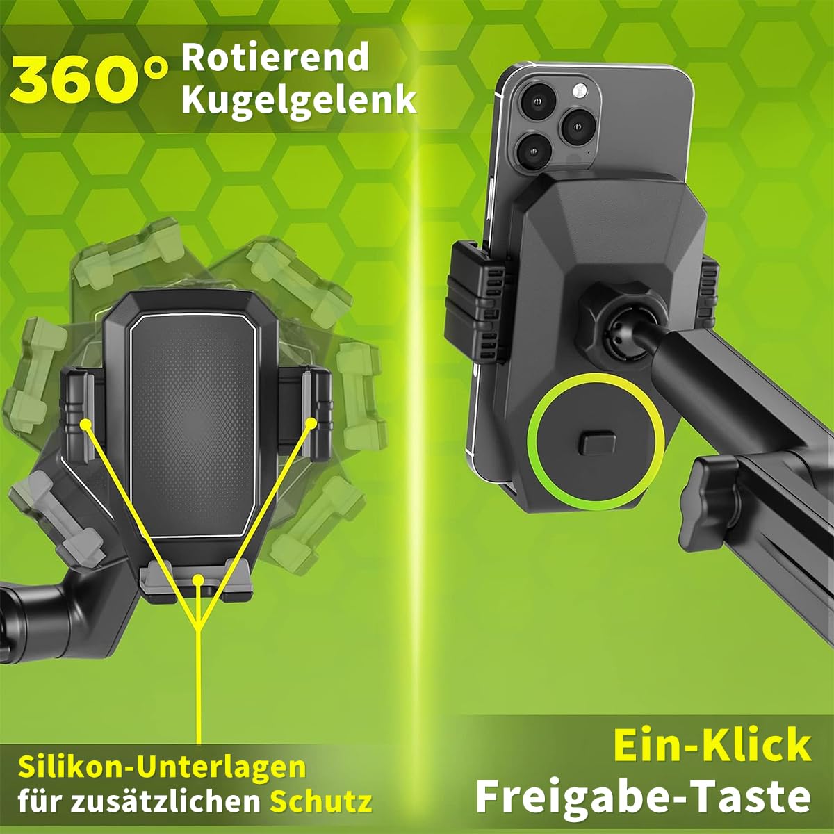 Handyhalterung LKW Man Handyhalterung Auto Handy halterung für LKW,Armaturenbrett Windschutzscheibe 16,9 Zoll langer Arm, Super Saugnapf & stabil, Kompatibel mit iPhone & Samsung (grün, Handyhalter) 4