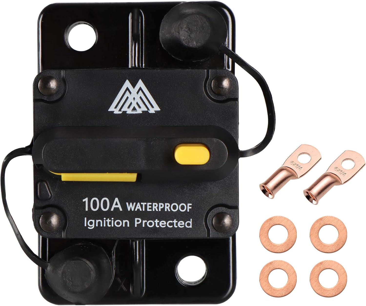 M1A2 Circuit Breaker 100A Waterproof Fuse Inline Holder Resettable Fuse Manual Reset 12V-48V DC for Car Stereo Audio RV Home Marine Boat Truck Trolling Motors: Automotive