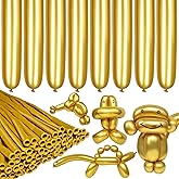 LXZFCRG 260 Long Balloons, Shiny Metallic Latex Twisting Balloon for Balloon Animals, Magic Balloons for Birthdays Wedding Party Decorations 100pcs (Metallic Gold)