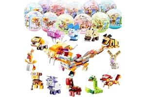 UMEELR 12Pcs PreFilled Easter Eggs with Animals Building Blocks, 12 in 1 Egg Surprise Toys Set for Kids Egg Hunt, Basket Filler and Stuffers, Party Favors, Classroom Prize Toys