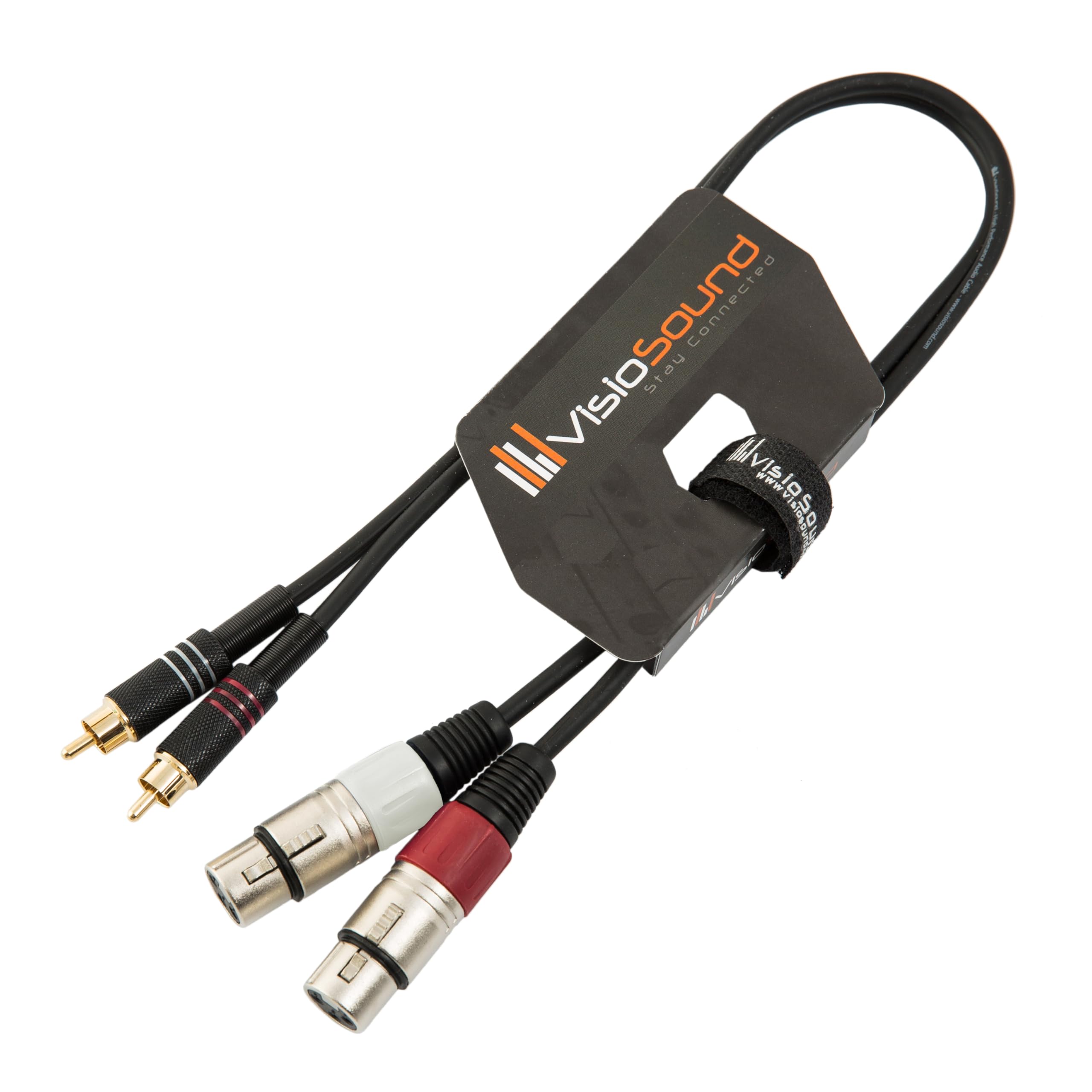VisioSound 2 x Female XLR to 2 x RCA Gold Phono Plug Twin Lead/Audio Signal Patch Cable 0.5m