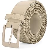 SANSTHS Elastic Braided Golf Belt for Men Women, Stretch Webbing Belt with Metal Buckle for Golf Travel Casual Wear
