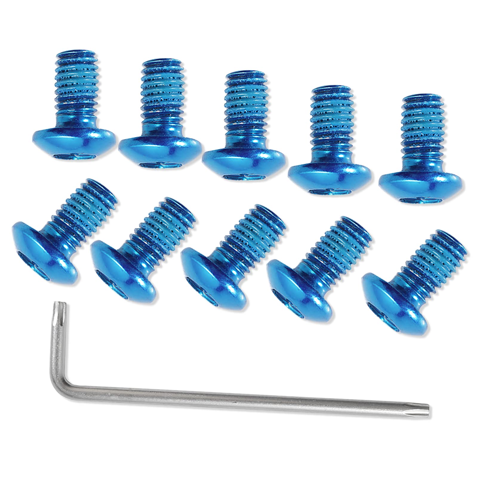 LEONTOOL 12 Pcs Bicycle Disc Brake Bolts M5x10mm MTB Rotor Screws Blue With T25 Torx Wrench L for Road and Mountain Bike