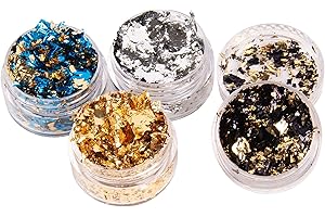 VGSEBA Gold Foil Flakes for Resin, Paxcoo Gold Foil Flakes, Metallic Leaf for Nails,Nails Decorative Flakes - Imitation Gold 