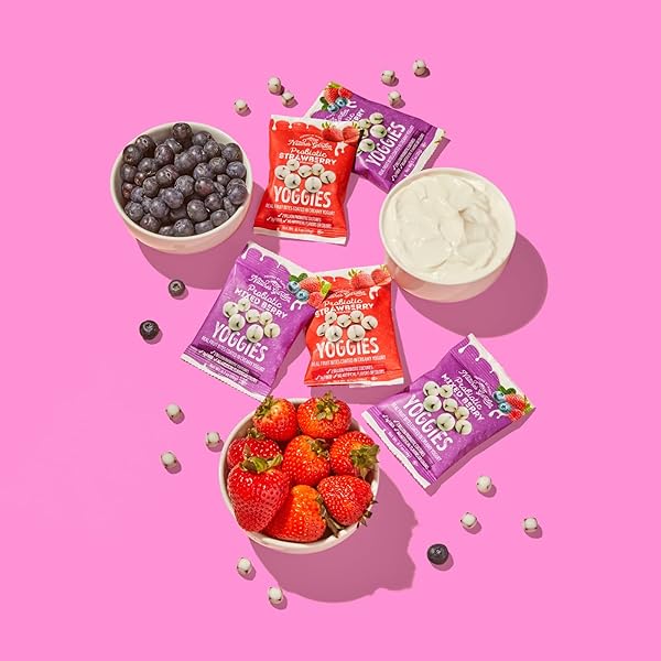 NATURE’S GARDEN PROBIOTIC YOGGIES MULTI PACK, 21OZ (STRAWBERRY YOGGIES 15X0.7 OZ +MIXED BERRY YOGGIES 15X0.7 OZ), STRAWBERRY AND MIXED BERRY YOGURT COVERED SNACK, HIGH FIBER, REAL FRUIT PIECES, NO ARTIFICIAL INGREDIENTS, HEALTHY SNACK FOR ADULTS