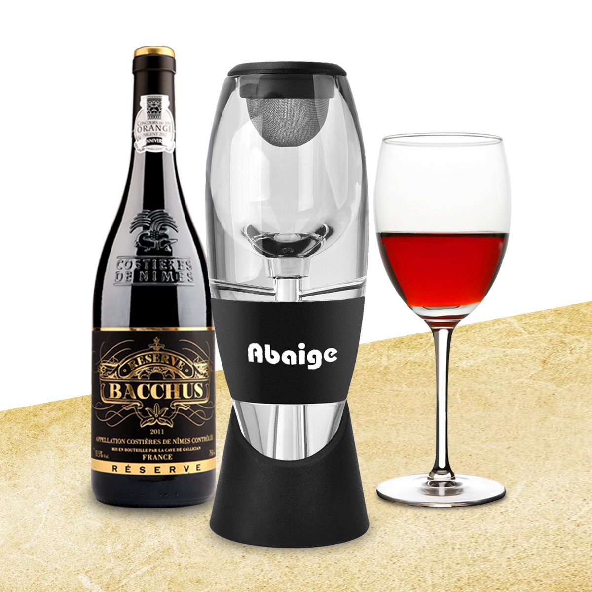 Wine Aerator Pourer Sets Abaige Premium Wind Decanter Including Wine Aerator, Wine Saver Pump, Elegant Aerator stand & Portable Wine Holder