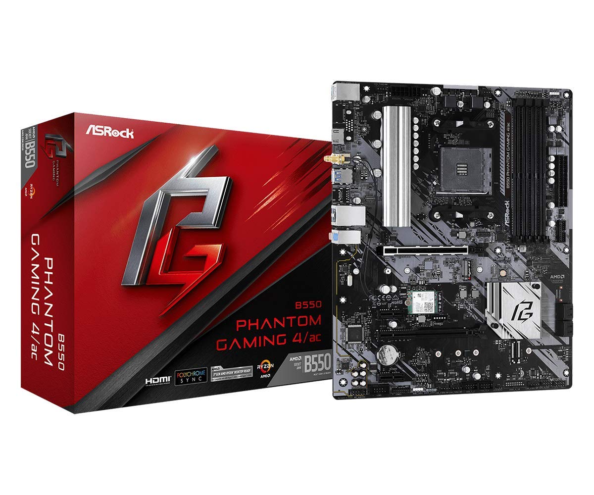 Photo 1 of ASRock B550 Phantom Gaming 4 AC Supports 3rd Gen AMD AM4 Ryzen™ / Future AMD Ryzen™ Processors Motherboard