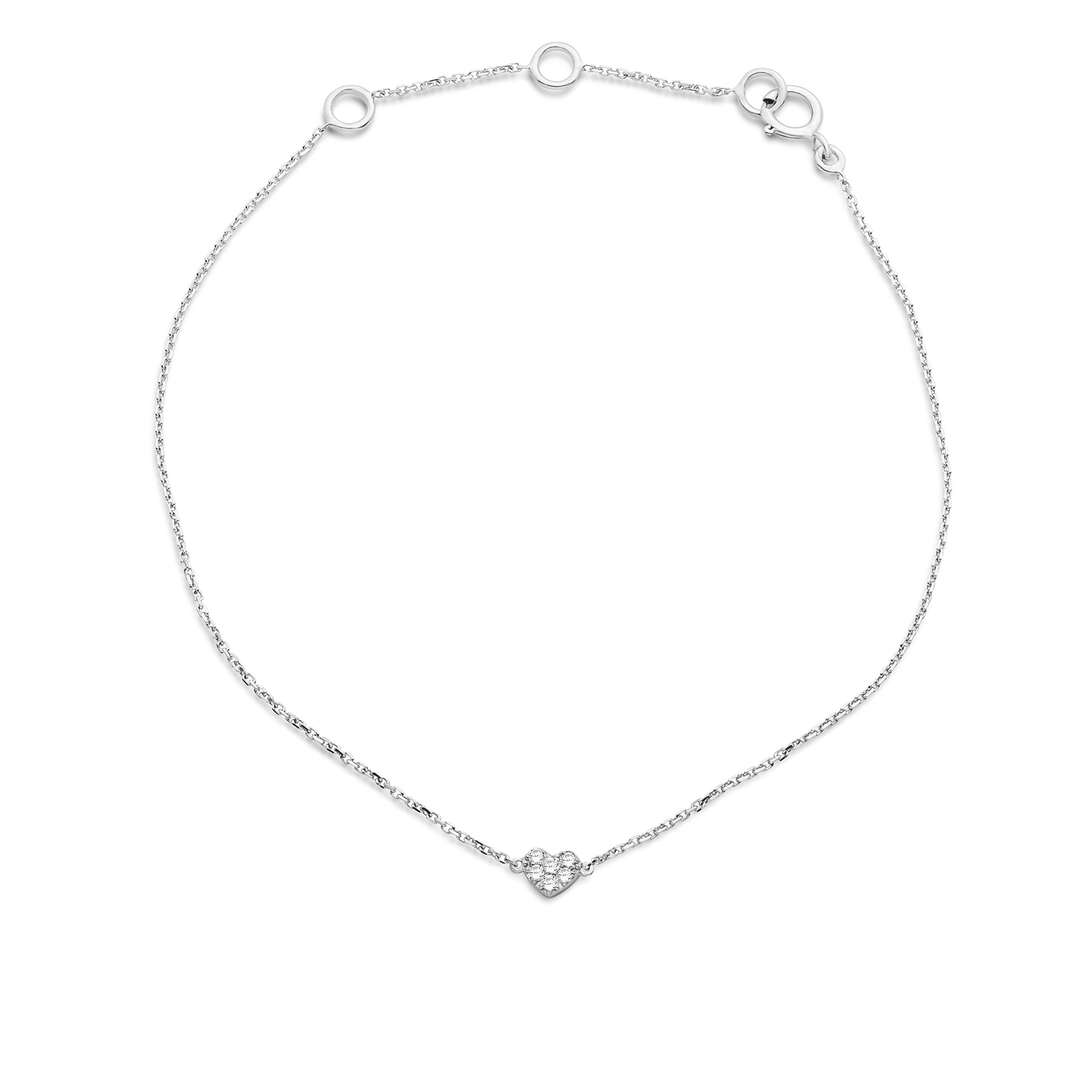 Miore Bracelet Women Chain White Gold 9 Kt / 375 Diamonds 0.04 ct 18 cm