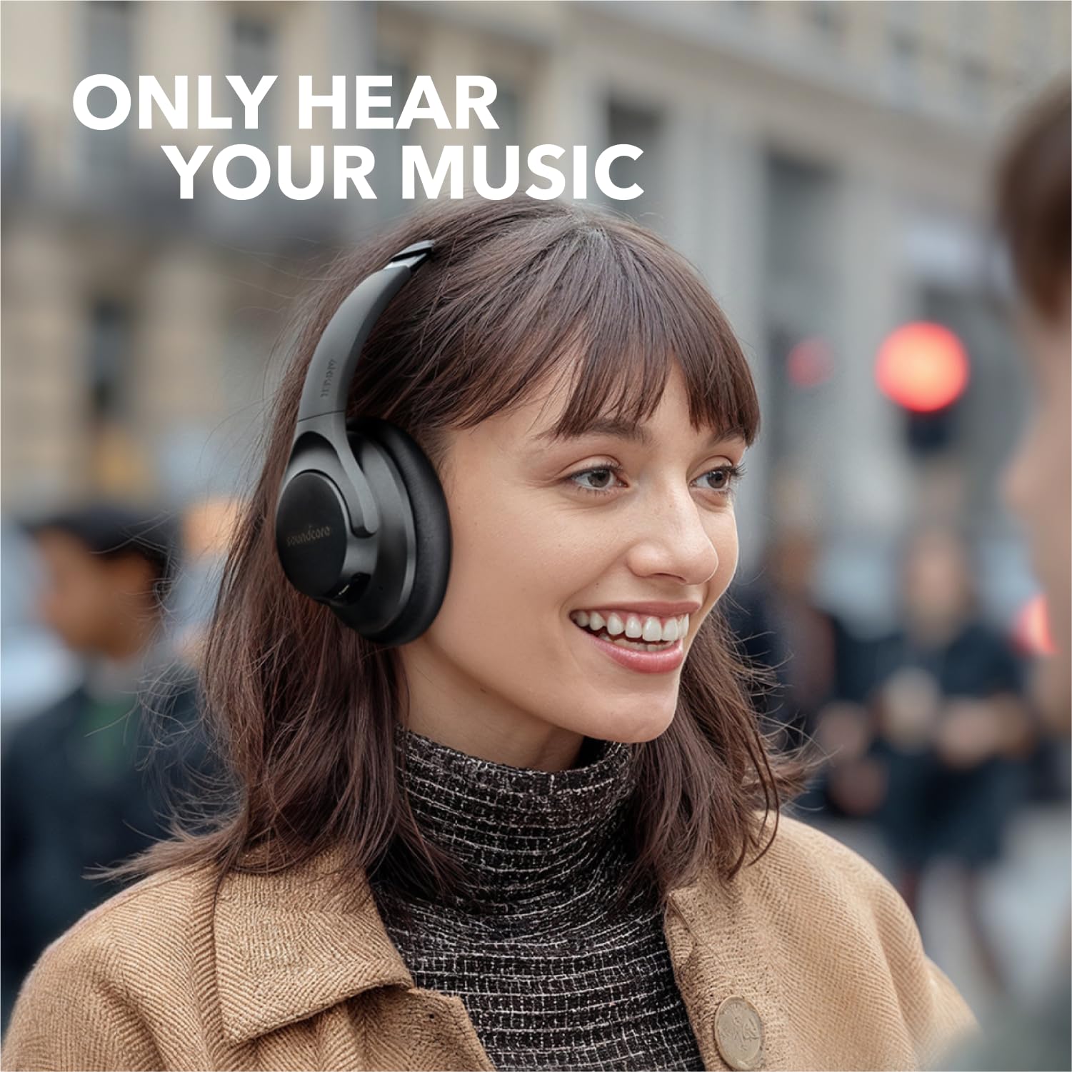 Soundcore Anker Life Q20 Hybrid Active Noise Cancelling Headphones, Wireless Over Ear Bluetooth Headphones, 70H Playtime, Hi-Res Audio, Deep Bass, Memory Foam Ear Cups, Travel, Office