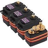 4 Pack MG996R Servo Motor, 55g Fully Copper Gear High Torque Digital Servo Motor Kit for RC Helicopter Car Boat Robot, Contro