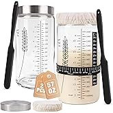 Premium Sourdough Starter Jar Kit, 57oz Large Capacity Sourdough Jar, Sourdough Bread Starter Kit for Perfect Sour Dough Bread (Black, 2 Pack)