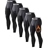 5 or 4 Pack Men's Thermal Compression Pants Fleece Lined Sports Tights Athletic Leggings Cold Weather Baselayer Winter Gear