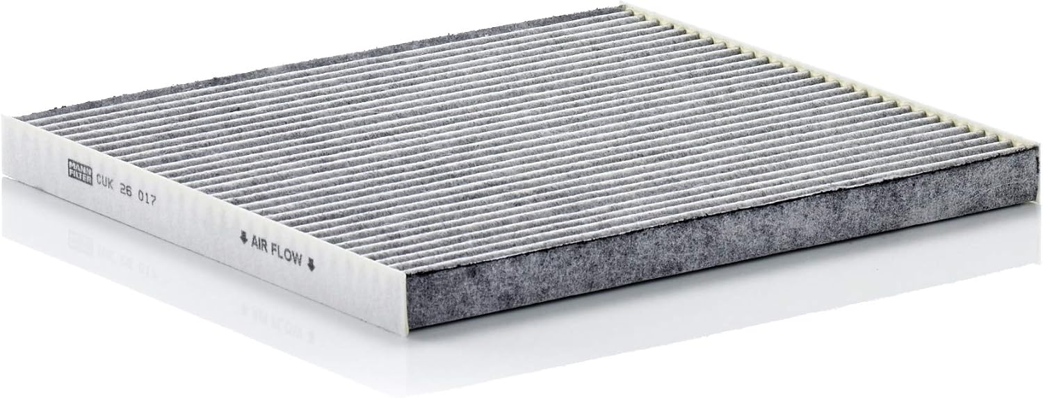 MANN-FILTER CUK 26 017 Cabin Air Filter - Pollen Filter with Activated Carbon - for Cars + Transporters, White, 22.5 x 25.4 x 2 cm