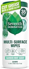 Seventh Generation Multi-Surface Cleaning Wipes, Garden Mint Scent, Cuts Grease & Grime, 35 Wipes