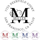Custom Address Stamp, Self-Inking Round Monogram Address Stamp, Personalized Address Stamp