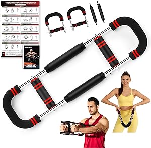 Twister Armtrainer, Verstellbarer Brustmuskel Trainingsgeräte für Zuhause, Arm Chest Trainer mit Poster für Männer & Frauen, Brustmuskeltrainer zur Verbesserung der Oberkörpermuskulatur