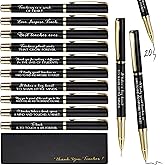 Seajan 20 Set Teacher Appreciation Gifts Pens with Thank You Boxes Inspirational Teacher Thank You Gifts Black Ink Ballpoint Pens Motivational Quote Valentine Appreciation Office Supplies(Black)