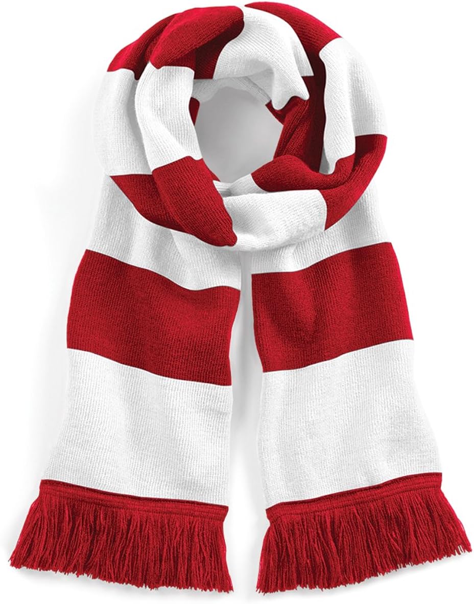 Beechfield Varsity Unisex Winter Scarf (Double Layer Knit) (One Size) (French Navy/Sky Blue): Clothing